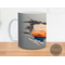 Tropical beach sunset mug with vibrant colors and ocean scene. Close-up of the personalized coffee mug with sunset beach view.
